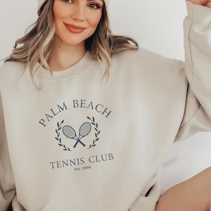 Tennis Club Sweatshirt, Vintage Palm Beach Crewneck Sweatshirt, Beach Club, Sweater, Palm Beach Shirt, Tennis Sweatshirt, South Florida