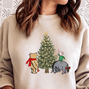 Winnie the Pooh Sweatshirt, Christmas Jumper, Winnie the Pooh, Piglet, and Eeyore, matching family, trendy crewneck, holiday sweaters