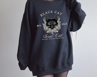 Black Cat Social Club Sweatshirt, Black cat Sweatshirt, Salem Black cat shirt, Black cat mom, Salem Sweatshirt, Salem Shirt, Cat mom gift
