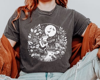 Chemise grenouille, T-shirt champignon, vêtements cottagecore, chemise grenouille et crapaud, t-shirt esthétique cottage core, cadeau pour amoureux des animaux, jolie chemise grenouille