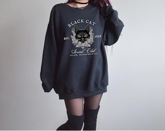 Black Cat Social Club Sweatshirt, Black cat Sweatshirt, Salem Black cat shirt, Black cat mom, Salem Sweatshirt, Salem Shirt, Cat mom gift