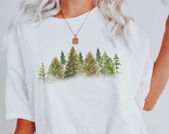 Comfort Colors Pine Tree T-shirt, Evergreen Trees, Nature Lover Gift, Camping Shirt Hiking Shirt Rustic Nature Crewneck Hiking Sweatshirt
