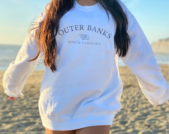 Outer Banks Sweatshirt, Trendy Beach Sweatshirt, Aesthetic Crewneck, Oversized Minimalist, Outer Banks North Carolina, Travel Sweatshirt