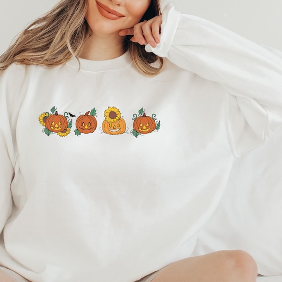 Pumpkin Sweatshirt, Pumpkin Sweater, Jack-o-Lantern Sweatshirt, Halloween Crewneck Sweatshirt, Spooky Season, Plus Size Halloween Sweater