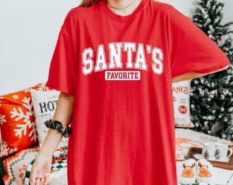 Lustiges Santa's Lieblings-T-Shirt, Weihnachts-T-Shirt, Feiertags-Humor-Hemd, festliche Weihnachtskleidung, Weihnachts-T-Shirt, frohes und helles Feiertags-Hemd