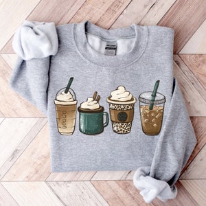 コーヒー スウェットシャツ、コーヒー セーター、まずはコーヒー、コーヒー好きへのギフト、コーヒー プリーズ シャツ、レディース クルーネック スウェットシャツ、レディース プラスサイズ 画像 7