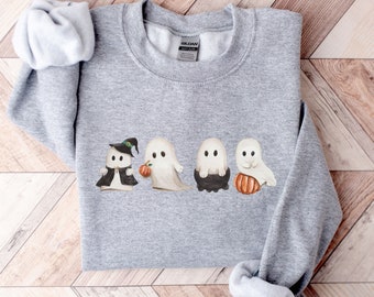 Halloween Sweatshirt, Fall Sweater, Cute Ghost Sweatshirt, Cute Fall Sweater, Womens Fall Sweater, Coffee Sweatshirt, Unisex Plus size