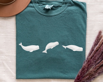 Trio of Beluga Whales, Comfort Colors Beluga Whale Shirt, Ocean Shirts, Fish Shirts, Marine Shirts Gift, Beach shirt, Ocean Conservation