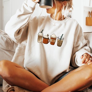 Fall Coffee Sweatshirt, Unisex Fall Pullover, Pumpkin Spice Sweatshirt, Cute Fall Sweater, Womens Fall Fashion Sweater, Coffee Sweatshirt