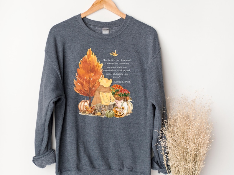 Winnie the Pooh autumn sweater, Winnie the Pooh and friends, Cute Winnie the Pooh pumpkin sweatshirt, Vintage Winnie the Pooh fall crewneck image 4