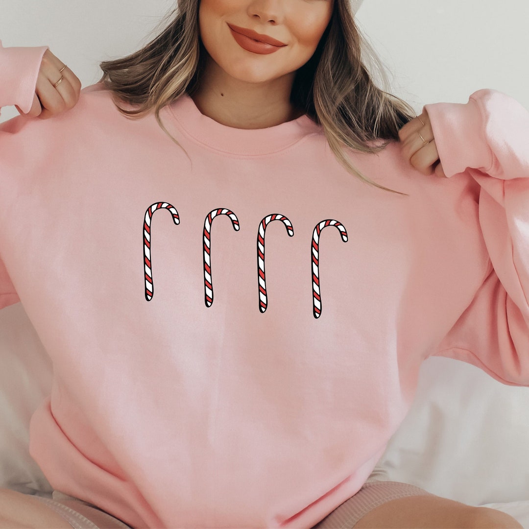 Snowflake Candy Cane Pattern Print Women Off Shoulder Sweatshirt