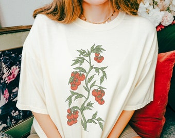 Tomato shirt, Veggie Shirt, Cottagecore Shirt, Tomato Girl, Foodie Gardener Gift, Vintage Fruit Vegetable Cottage Core Farmers Market Shirt