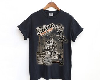 Salem Book Club Unisex Tee, Bookish Halloween Shirt, Witchy Halloween, Cozy Vibe, Gift for Readers, Spooky Season Bookish Shirt, Casual Wear
