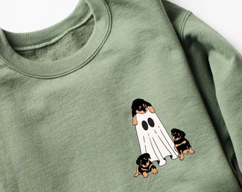 Ghost Dog Halloween sweatshirt, Rottie Mom Sweatshirt, Ghost dog t-shirt, Dog Lovers Shirt, Halloween sweatshirt, Rottweiler Dog Sweatshirt