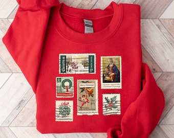 Sudadera de Navidad, Sudadera de Sello de Navidad, Regalo para Coleccionista de Sellos, Suéter de Sello, Suéter de Vacaciones, Sudadera de Cuello de Tripulación de Navidad