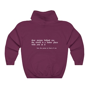 Dear Person Behind Me Hoodie, Dear Person Behind Me Sweatshirt, Aesthetic Be Kind Sweatshirt, Positivity Sweater, Mental Health Matters zdjęcie 7