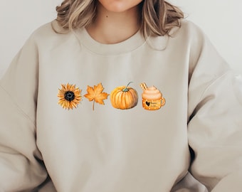 Fall Coffee Sweatshirt, Fall Sunflower Sweater, Pumpkin Spice Sweatshirt, Cute Fall Sweater, Womens Fall Sweater, Womens Autumn Sweatshirt