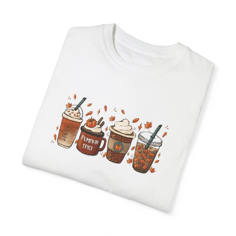 Fall Coffee Shirt, Fall Comfort Colors Shirt, Pumpkin Spice shirt, Cute Fall Shirt, Womens Fall Fashion Sweater, Coffee Fall tshirt Gift image 7