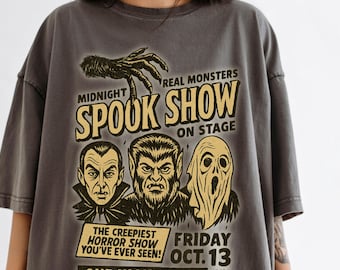 Spooky Monster TShirt, Unisex Retro Halloween Tee, Horror Show Comfort Colors Shirt, Haunted House Lovers Shirt, Halloween Spook show Shirt