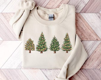 Sweat-shirt arbre de Noël, sweat-shirt de Noël, chemises de Noël pour femme, col rond de Noël, pull de Noël, Noël grande taille