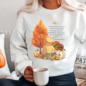 Winnie the Pooh autumn sweater, Winnie the Pooh and friends, Cute Winnie the Pooh pumpkin sweatshirt, Vintage Winnie the Pooh fall crewneck image 5
