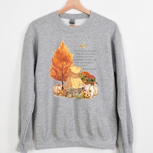 Winnie the Pooh autumn sweater, Winnie the Pooh and friends, Cute Winnie the Pooh pumpkin sweatshirt, Vintage Winnie the Pooh fall crewneck image 2