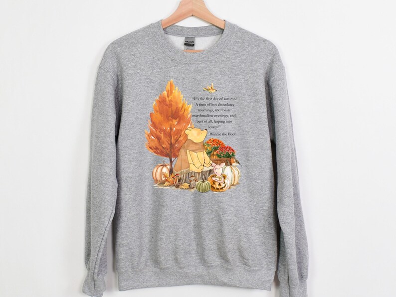 Winnie the Pooh autumn sweater, Winnie the Pooh and friends, Cute Winnie the Pooh pumpkin sweatshirt, Vintage Winnie the Pooh fall crewneck image 2