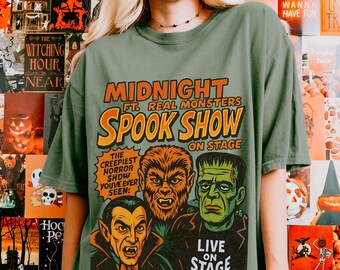 Comfort Colors Halloween Spook show Shirt, Retro Halloween Shirt, Spooky Season Ghost Tee, Halloween Cute Outfit, Vintage Horror Halloween