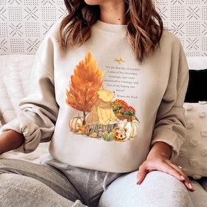 Winnie the Pooh autumn sweater, Winnie the Pooh and friends, Cute Winnie the Pooh pumpkin sweatshirt, Vintage Winnie the Pooh fall crewneck image 1