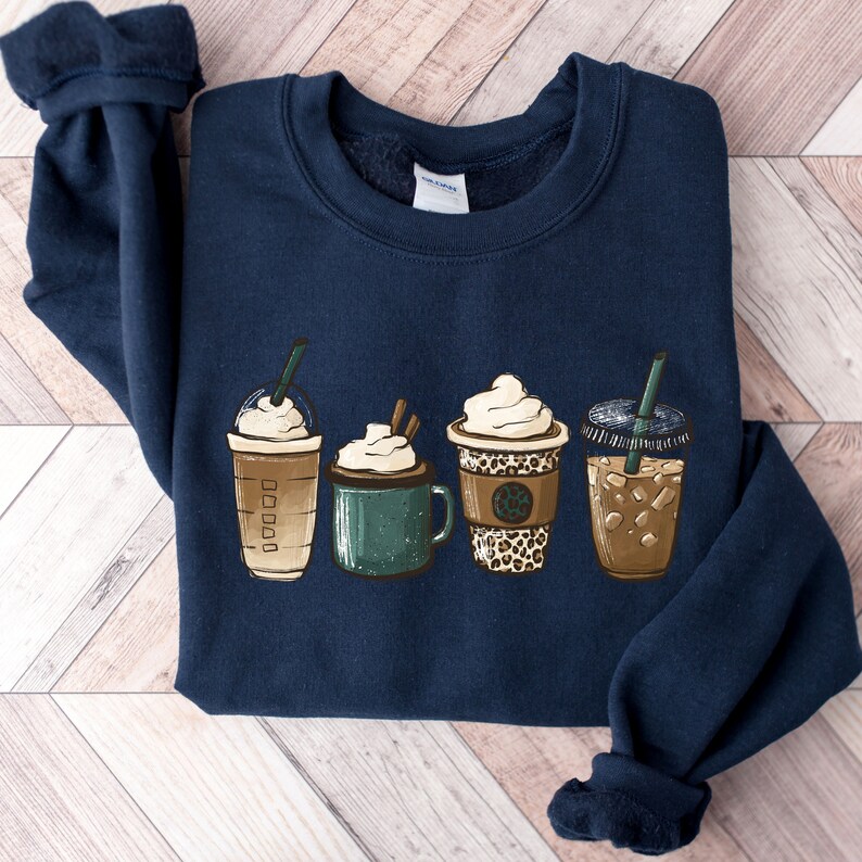 コーヒー スウェットシャツ、コーヒー セーター、まずはコーヒー、コーヒー好きへのギフト、コーヒー プリーズ シャツ、レディース クルーネック スウェットシャツ、レディース プラスサイズ 画像 5