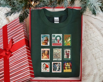 Sudadera de Navidad, Sudadera de Sello de Navidad, Regalo para Coleccionista de Sellos, Suéter de Sello, Suéter de Vacaciones, Sudadera de Cuello de Tripulación de Navidad
