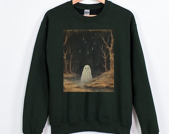 Spooky Ghost Forest Sweatshirt, Spooky Season Sweater, Halloween Ghost Crewneck, Haunted Woods Sweater, Creepy Fall Shirt, Ghost Sweatshirt