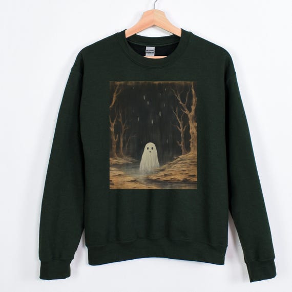 Spooky Ghost Forest Sweatshirt, Spooky Season Sweater, Halloween Ghost Crewneck, Haunted Woods Sweater, Creepy Fall Shirt, Ghost Sweatshirt