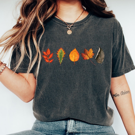Comfort Colors Autumn Leaves T-shirt, Fall Leaves Shirt, Nature Lover Gift, Camping Shirt Hiking Shirt Rustic Nature Crewneck Hiking T-Shirt