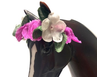 Pink and white flower crown for Breyer model horse