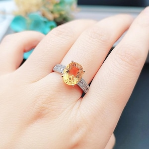 Natural Citrine Quartz Oval Cut Ring | 925 Sterling Silver | 10*8MM | Handcraft | Yellow Gemstone Ring | Adjustable Size | Gift For Her
