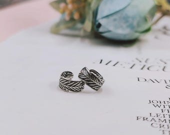 925 Sterling Silver Feather Leaf Ear Cuff | Conch Cuff | Ear Cuff Non Pierced | Fake Helix Piercing | Cartilage Cuff | Boho Hippie | Unisex