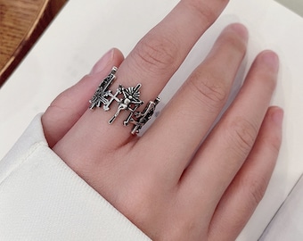 925 Sterling Silver Filled Cross Ring | Delicate Silver Ring | Boho Funky Punk Hippie Ring | Adjustable Ring | Open Size | Stackable Ring