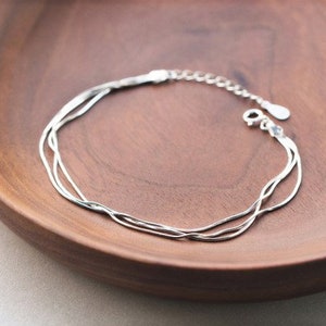 925 Sterling Silver 3-Strand Simple Bracelet | Minimalist Style | Unisex Everyday Bracelet | Elegant Dainty | Birthday Gift For Her