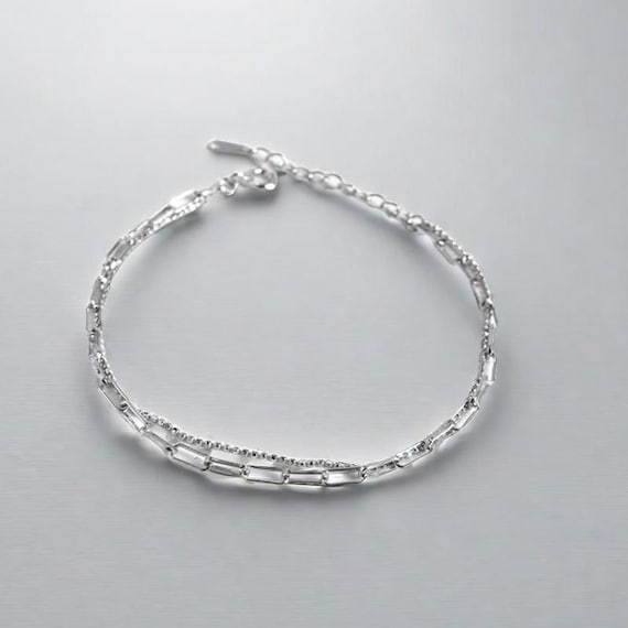 925 Sterling Silver 2-strand Cable Chain Bracelet