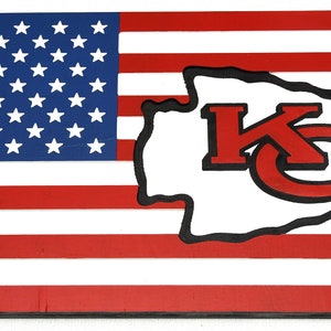 Kansas City Chiefs American Flag - Wooden