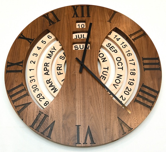 Handmade Walnut and Maple Perpetual Calendar Clock - Etsy