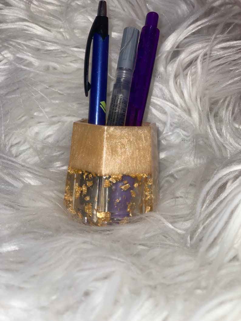 Resin Gold Pen Holder Pencil Holder Makeup Holder Etsy