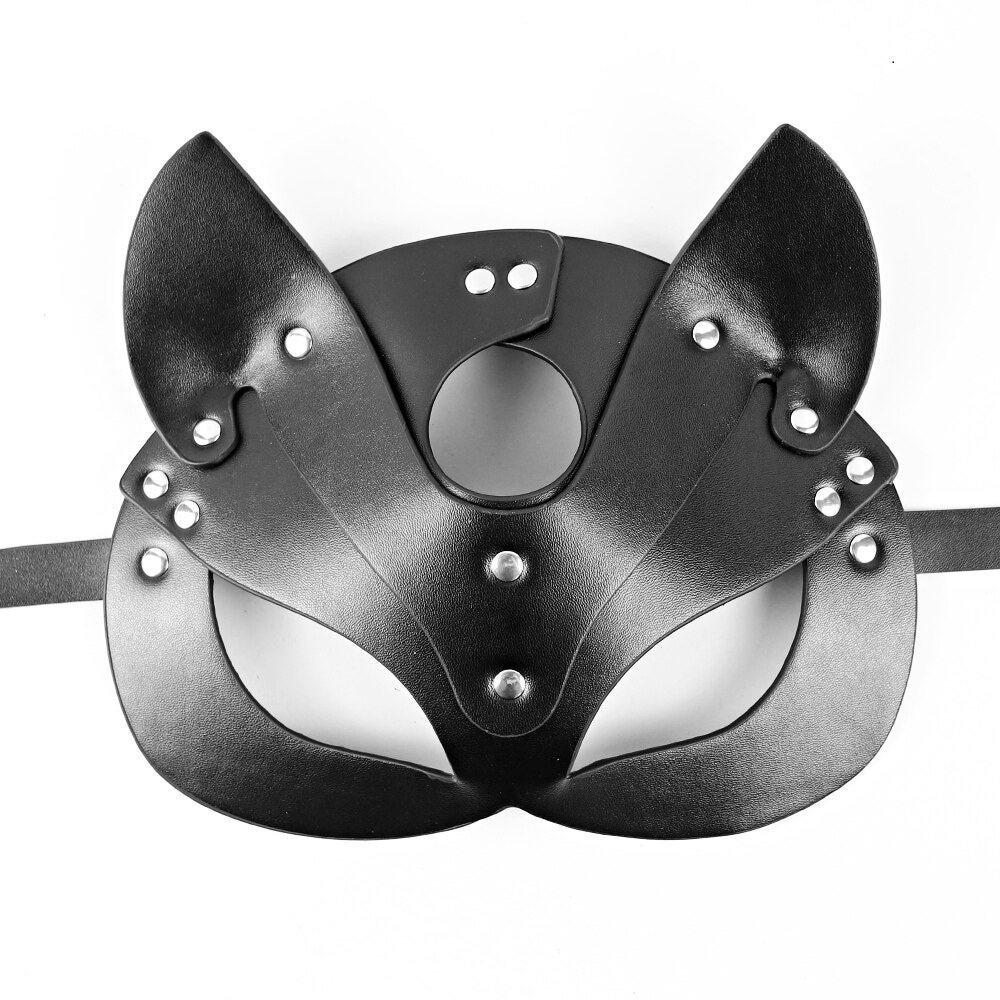 Face cat mask Face mask Leather cat mask BDSM Etsy