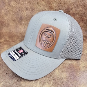 Anonymous Face Guy Fawkes 3D Leather Patch Hat