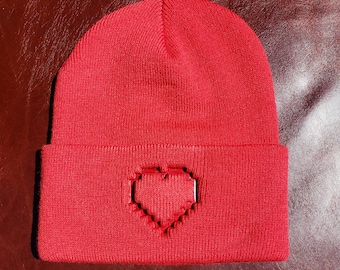 8-Bit Heart Embossed Beanie