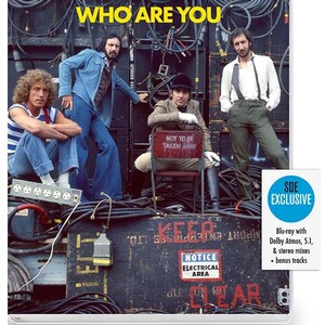 May include: Blu-ray disc of "Who Are You" by The Who. The cover features the band members in a vintage photo. The disc includes Dolby Atmos, 5.1, and stereo mixes, plus bonus tracks. The text "Who Are You" is prominently displayed.