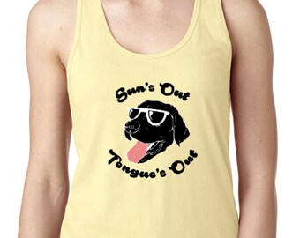 The Dogs of Summer | Black Labrador | Sun&#39;s Out Tongue&#39;s Out Women&#39;s Summer Tank Top