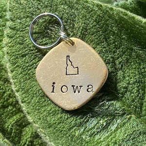 Idaho/Iowa Funny Idaho Iowa State Hand Stamped Keychain