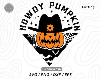 Salut citrouille chapeau de cowboy SVG : fichiers Halloween Cricut (téléchargement numérique)